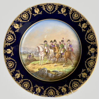 Комплект тарелок с батальными сюжетами, Франция, фирма "W. Guérin & Cie", 1910-е гг.